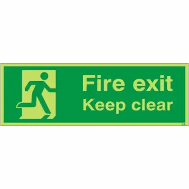 Click Here To Enlarge This Photo Of Photoluminescent &lpar;Glow in the Dark&rpar; Self Adhesive &lpar;Class C&rpar; Final Fire Exit Keep Clear Sign