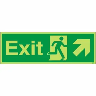 Photoluminescent &lpar;Glow in the Dark&rpar; Self Adhesive &lpar;Class C&rpar; Exit Arrow Up Right Sign