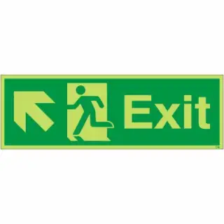 Photoluminescent &lpar;Glow in the Dark&rpar; Self Adhesive &lpar;Class C&rpar; Exit Arrow Up Left Sign