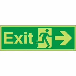 Photoluminescent &lpar;Glow in the Dark&rpar; Rigid Plastic &lpar;Class C&rpar; Exit Arrow Right Sign