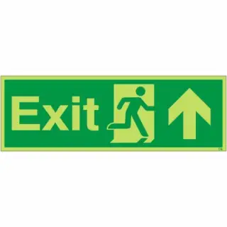 Photoluminescent &lpar;Glow in the Dark&rpar; Rigid Plastic &lpar;Class C&rpar; Exit Arrow Up Sign