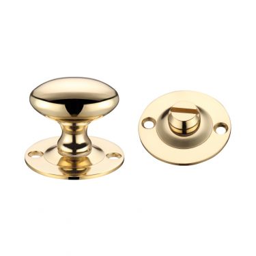 Click Here To Enlarge This Photo Of FB41 - Zoo Hardware Fulton & Bray Oval Thumb Turn with Coin Release &lpar;5mm spindle&rpar; Polished Brass