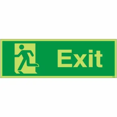 Click Here To Enlarge This Photo Of Photoluminescent &lpar;Glow in the Dark&rpar; Self Adhesive &lpar;Class C&rpar; Exit Running Man Left Sign