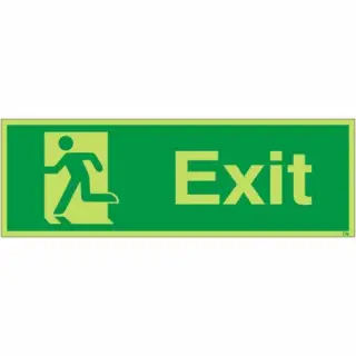 Photoluminescent &lpar;Glow in the Dark&rpar; Self Adhesive &lpar;Class C&rpar; Exit Running Man Left Sign