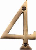C1560 4-AT Heritage Brass Numeral 4 Face Fix 76mm &lpar;3"&rpar; Antique Brass Finish