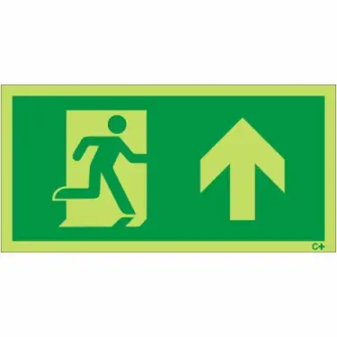 Click Here To Enlarge This Photo Of Photoluminescent &lpar;Glow in the Dark&rpar; Rigid Plastic &lpar;Class C&rpar; Fire Exit Symbol Only with Arrow Up Sign