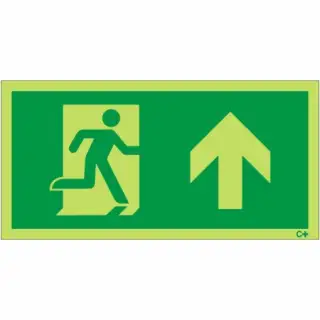 Photoluminescent &lpar;Glow in the Dark&rpar; Rigid Plastic &lpar;Class C&rpar; Fire Exit Symbol Only with Arrow Up Sign
