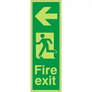 Photoluminescent &lpar;Glow in the Dark&rpar; Self Adhesive &lpar;Class C&rpar; Fire Exit Arrow Left Sign