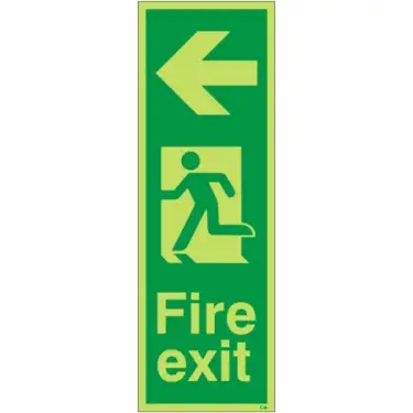 Click Here To Enlarge This Photo Of Photoluminescent &lpar;Glow in the Dark&rpar; Rigid Plastic &lpar;Class C&rpar; Fire Exit Arrow Left Sign - 200mm x 600mm