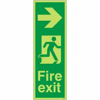 Photoluminescent &lpar;Glow in the Dark&rpar; Self Adhesive &lpar;Class C&rpar; Fire Exit Arrow Right Sign