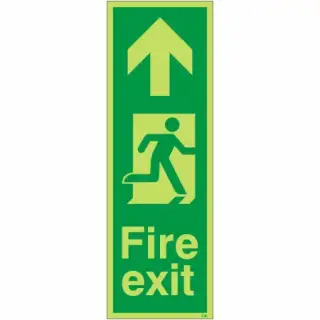 Photoluminescent &lpar;Glow in the Dark&rpar; Self Adhesive &lpar;Class C&rpar; Fire Exit Arrow Up Sign