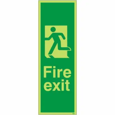 Click Here To Enlarge This Photo Of Photoluminescent &lpar;Glow in the Dark&rpar; Rigid Plastic &lpar;Class C&rpar; Fire Exit Running Man Left Sign