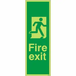 Photoluminescent &lpar;Glow in the Dark&rpar; Self Adhesive &lpar;Class C&rpar; Fire Exit Running Man Right Sign