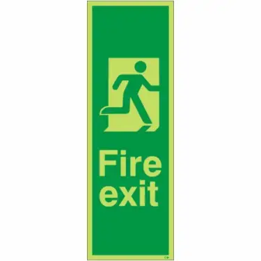 Click Here To Enlarge This Photo Of Photoluminescent &lpar;Glow in the Dark&rpar; Rigid Plastic &lpar;Class C&rpar; Fire Exit Running Man Right Sign
