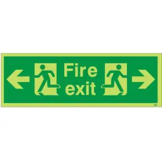 Photoluminescent &lpar;Glow in the Dark&rpar; Self Adhesive &lpar;Class C&rpar; Fire Exit Left &sol; Right Sign