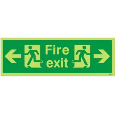 Click Here To Enlarge This Photo Of Photoluminescent &lpar;Glow in the Dark&rpar; Rigid Plastic &lpar;Class C&rpar; Fire Exit Left &sol; Right Sign