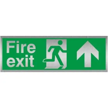 Click Here To Enlarge This Photo Of Brushed Aluminium &lpar;3mm&rpar; Fire Exit Up Sign