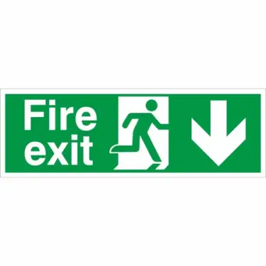Click Here To Enlarge This Photo Of Rigid Plastic &lpar;1mm&rpar; Fire Exit Down Sign