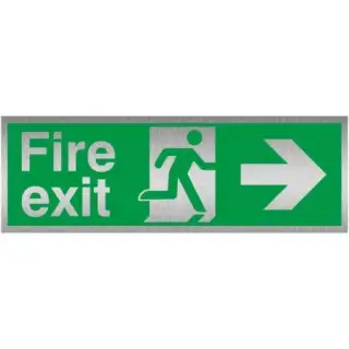 Brushed Aluminium &lpar;3mm&rpar; Fire Exit Right Sign