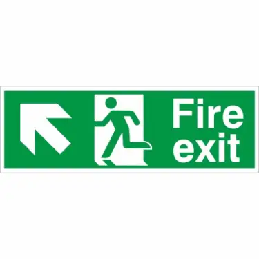 Click Here To Enlarge This Photo Of Rigid Plastic &lpar;1mm&rpar; Fire Exit Arrow Up Left Sign