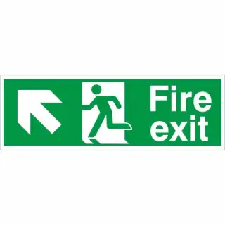 Rigid Plastic &lpar;1mm&rpar; Fire Exit Arrow Up Left Sign