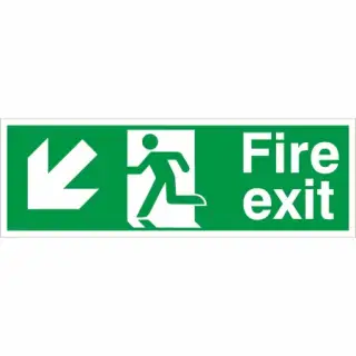 Rigid Plastic &lpar;1mm&rpar; Fire Exit Arrow Down Left Sign