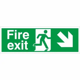 Rigid Plastic &lpar;2mm&rpar; Fire Exit Down Right Sign