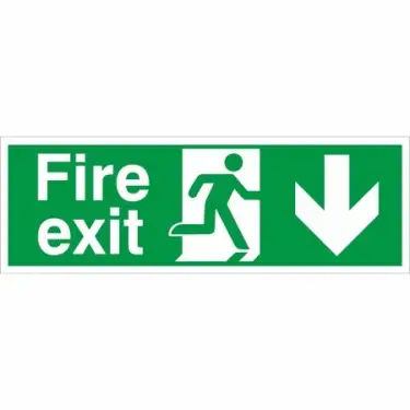 Click Here To Enlarge This Photo Of Foam Board &lpar;3mm&rpar; Extra Large 900mm x 300mm Fire Exit Arrow Down Sign