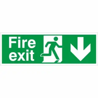 Foam Board &lpar;3mm&rpar; Extra Large 900mm x 300mm Fire Exit Arrow Down Sign