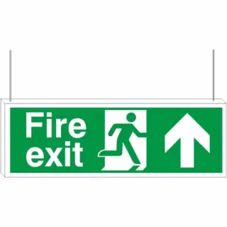 Rigid Plastic &lpar;3mm&rpar; Fire Exit Up Arrow Double Sided Hanging Sign