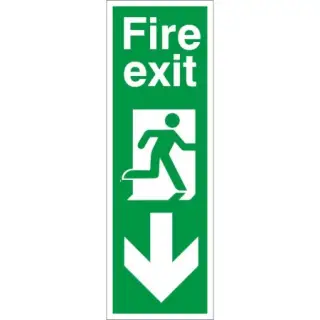 Rigid Plastic &lpar;1mm&rpar; Fire Exit Arrow Down Sign