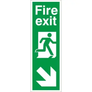Self Adhesive Vinyl Fire Exit Arrow Down Right Sign