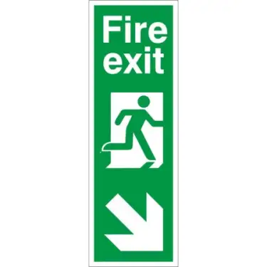 Click Here To Enlarge This Photo Of Rigid Plastic &lpar;1mm&rpar; Fire Exit Arrow Down Right Sign