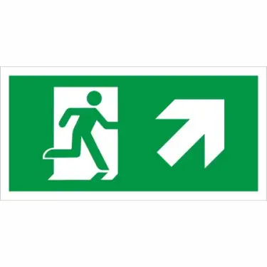 Click Here To Enlarge This Photo Of Self Adhesive Vinyl Fire Exit Symbol Only with Arrow Up Right Sign