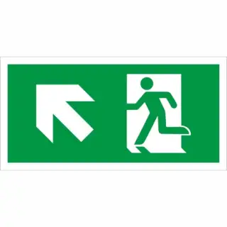 Rigid Plastic &lpar;1mm&rpar; Fire Exit Symbol Only with Arrow Up Left Sign