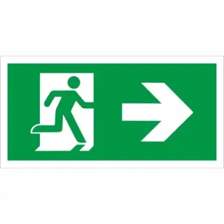 Rigid Plastic &lpar;1mm&rpar; Fire Exit Symbol Only with Arrow Right Sign