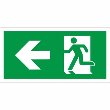 Click Here To Enlarge This Photo Of Rigid Plastic &lpar;1mm&rpar; Fire Exit Symbol Only with Arrow Left Sign