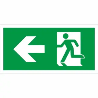 Rigid Plastic &lpar;1mm&rpar; Fire Exit Symbol Only with Arrow Left Sign