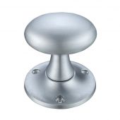 FB500SC - Zoo Hardware Fulton & Bray Oval Mortice Knob Furniture &lpar;Unsprung&rpar; 60mm Rose dia&period; Satin Chrome