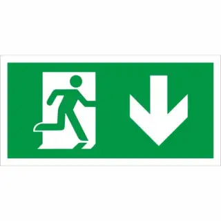 Self Adhesive Vinyl Fire Exit Symbol Only with Arrow Down Sign