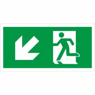 Self Adhesive Vinyl Fire Exit Symbol Only with Arrow Down Left Sign