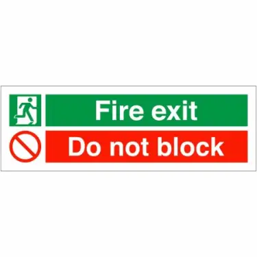 Click Here To Enlarge This Photo Of Rigid Plastic &lpar;2mm&rpar; "Fire Exit - Do Not Block" Sign