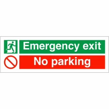 Click Here To Enlarge This Photo Of Rigid Plastic &lpar;2mm&rpar; "Emergency Exit - No Parking" Sign