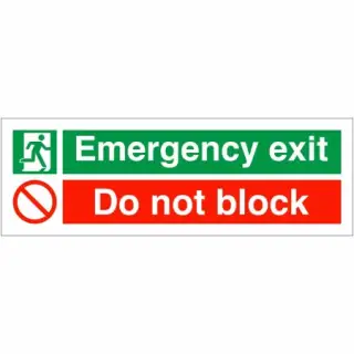 Rigid Plastic &lpar;2mm&rpar; "Emergency Exit - Do Not Block" Sign