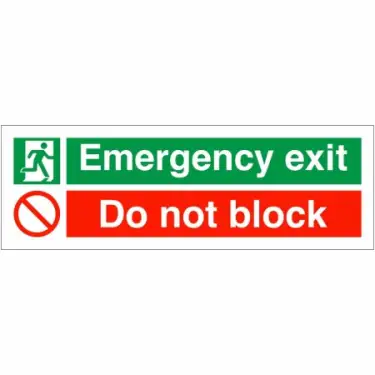 Click Here To Enlarge This Photo Of Self Adhesive Vinyl "Emergency Exit - Do Not Block" Sign