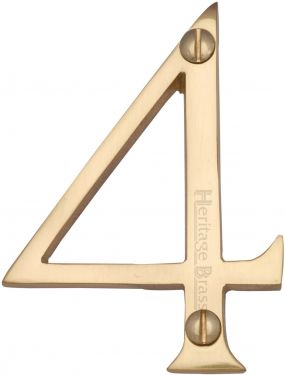 Click Here To Enlarge This Photo Of C1560 4-PB Heritage Brass Numeral 4 Face Fix 76mm &lpar;3"&rpar; Polished Brass Finish