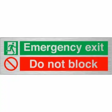 Click Here To Enlarge This Photo Of Brushed Aluminium &lpar;3mm&rpar; "Emergency Exit - Do Not Block" Sign