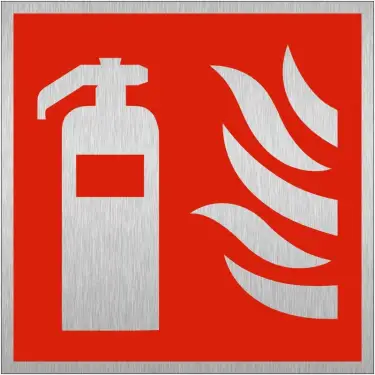 Click Here To Enlarge This Photo Of Brushed Aluminium &lpar;3mm&rpar; Fire Extinguisher Symbol Sign