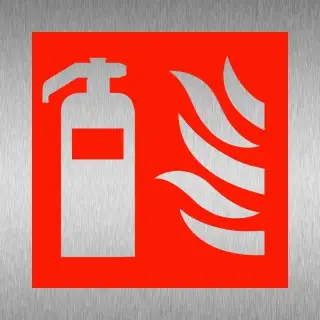 Brushed Aluminium &lpar;3mm&rpar; Fire Extinguisher Symbol Sign