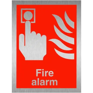 Click Here To Enlarge This Photo Of Brushed Aluminium &lpar;3mm&rpar; Fire Alarm Sign